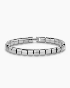 Spiritual Beads Flat Bead Bracelet Sterling Silver, 8mm