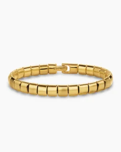 Spiritual Beads Flat Bead Bracelet 18K Yellow Gold, 8mm