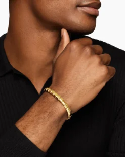 Spiritual Beads Flat Bead Bracelet 18K Yellow Gold, 8mm