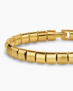 Spiritual Beads Flat Bead Bracelet 18K Yellow Gold, 8mm
