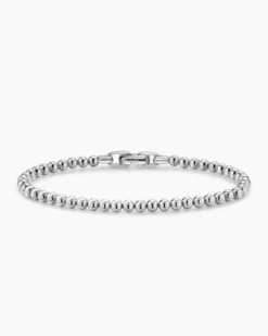 Spiritual Beads Metal Bead Bracelet Sterling Silver, 4mm