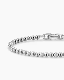 Spiritual Beads Metal Bead Bracelet Sterling Silver, 4mm