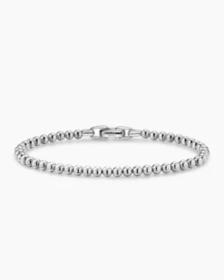 Spiritual Beads Metal Bead Bracelet Sterling Silver, 4mm