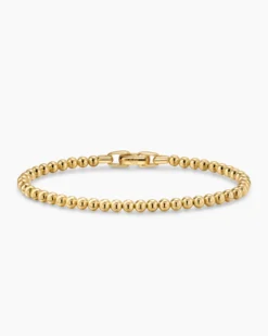 Spiritual Beads Metal Bead Bracelet 18K Yellow Gold, 4mm