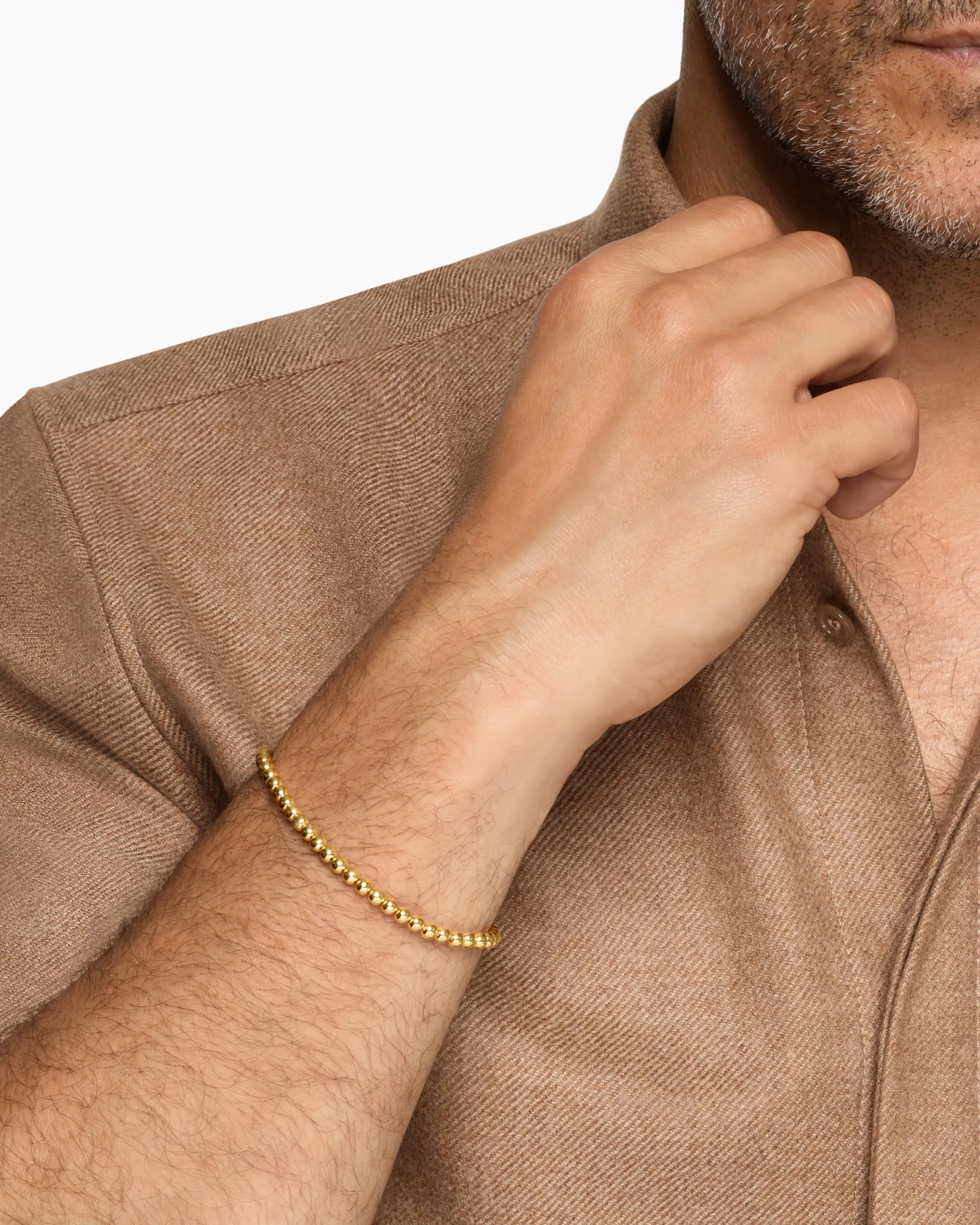 Spiritual Beads Metal Bead Bracelet 18K Yellow Gold, 4mm
