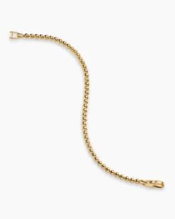 Spiritual Beads Metal Bead Bracelet 18K Yellow Gold, 4mm