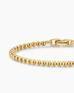 Spiritual Beads Metal Bead Bracelet 18K Yellow Gold, 4mm