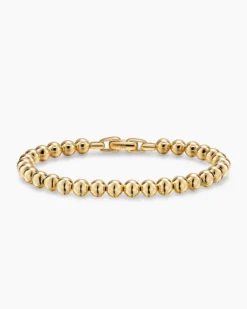 Spiritual Beads Metal Bead Bracelet 18K Yellow Gold, 6mm