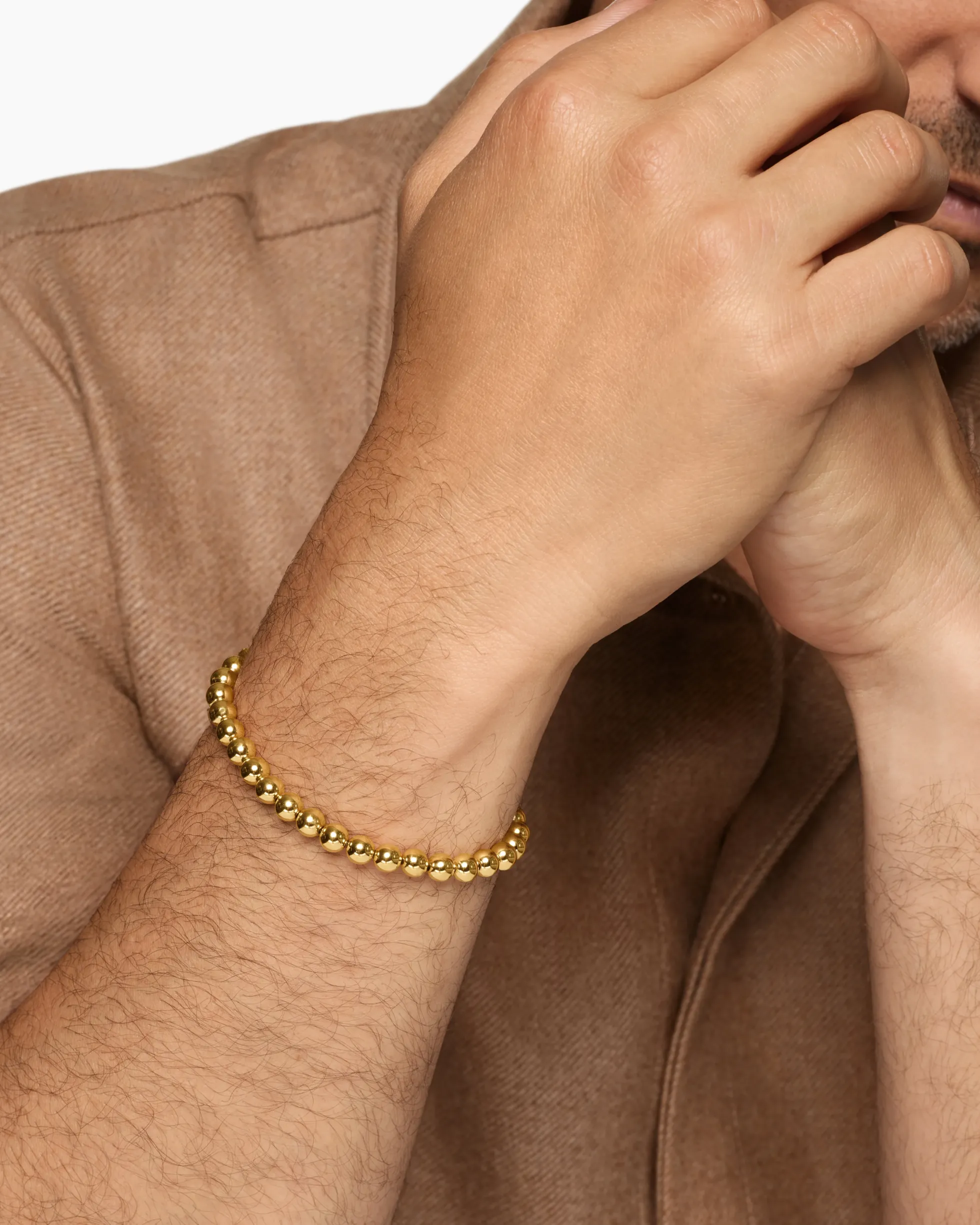 Spiritual Beads Metal Bead Bracelet 18K Yellow Gold, 6mm