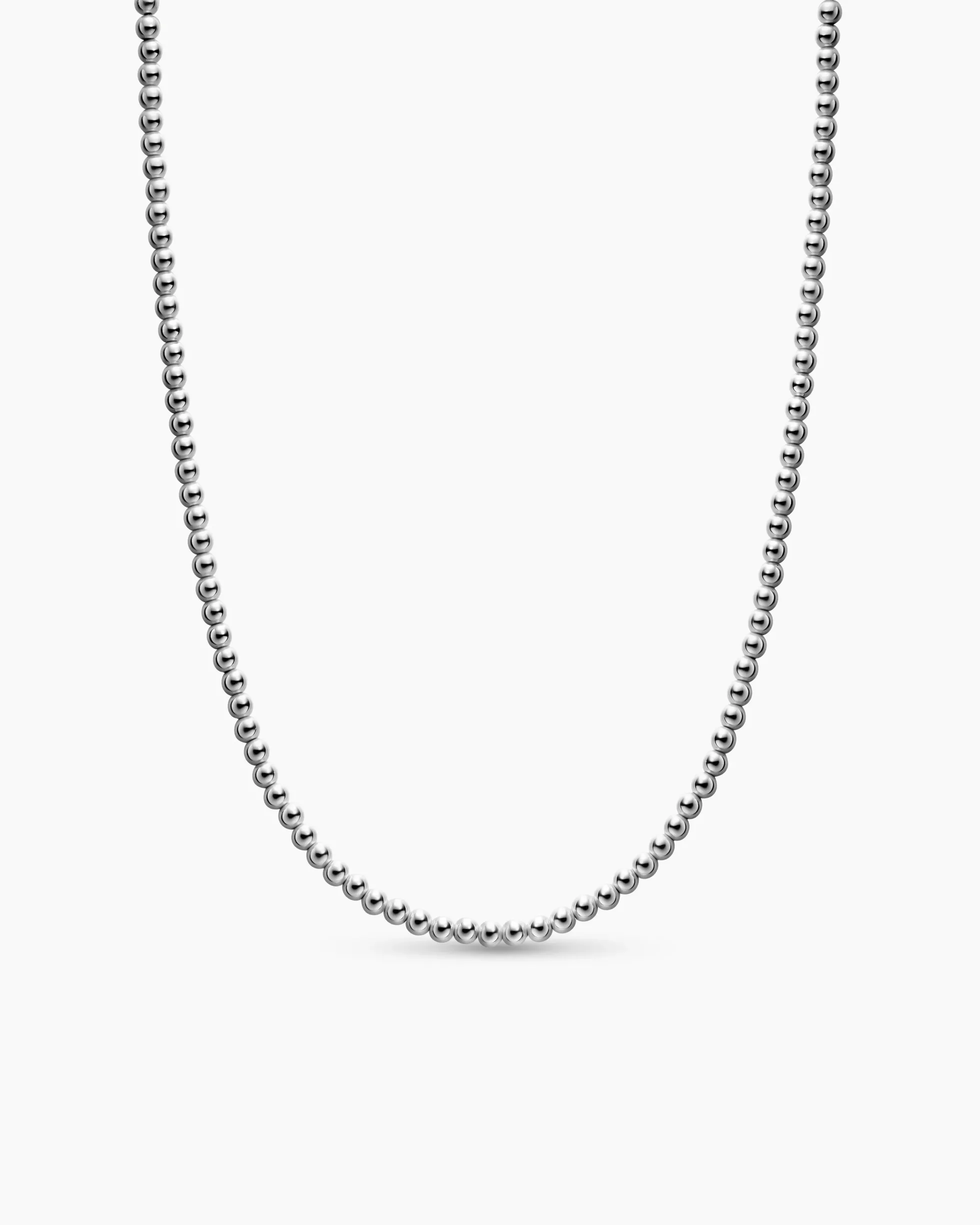 Spiritual Beads Metal Bead Necklace Sterling Silver, 4mm