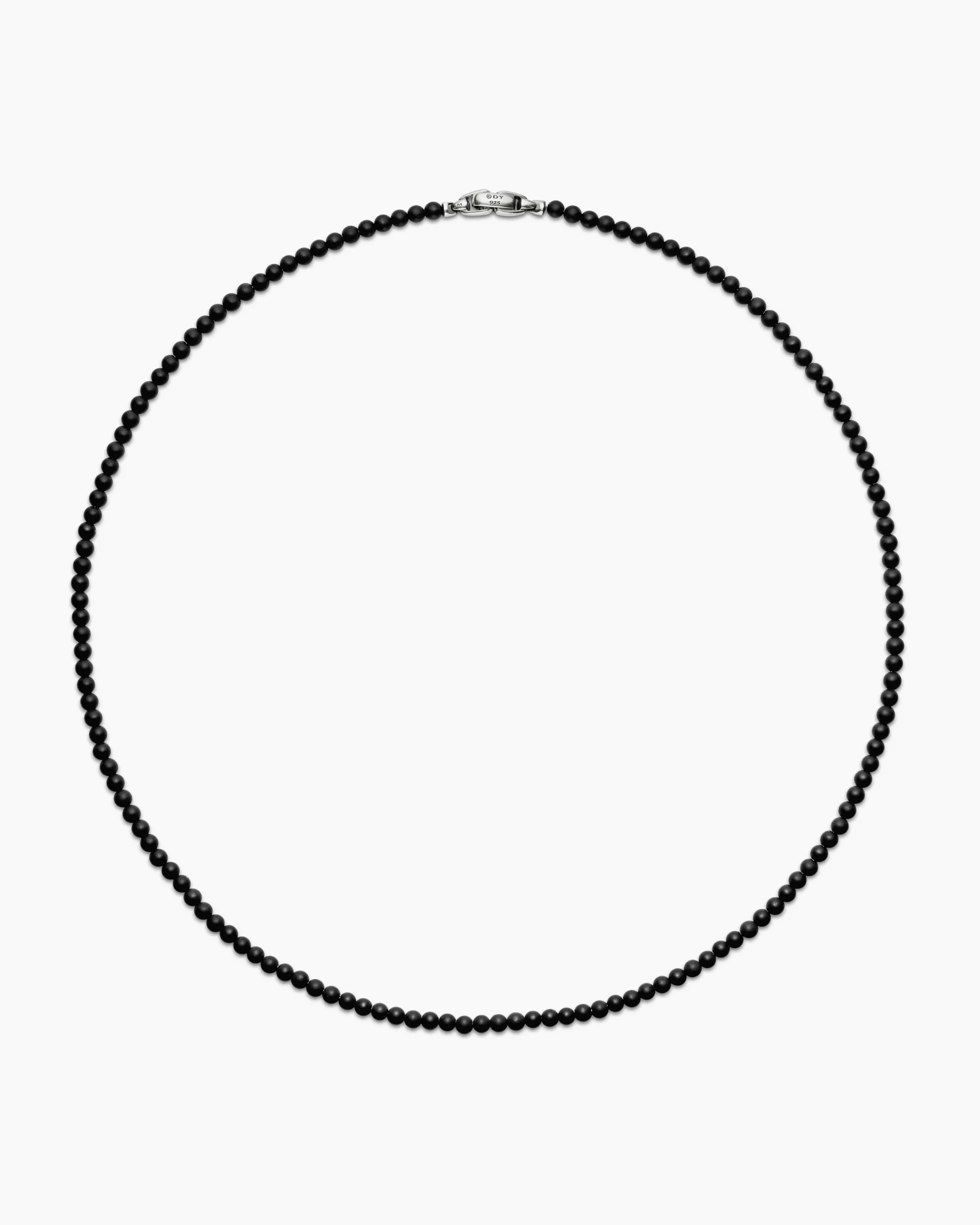 Spiritual Beads Necklace Black Onyx with Sterling Silver, 4mm