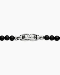 Spiritual Beads Necklace Black Onyx with Sterling Silver, 4mm