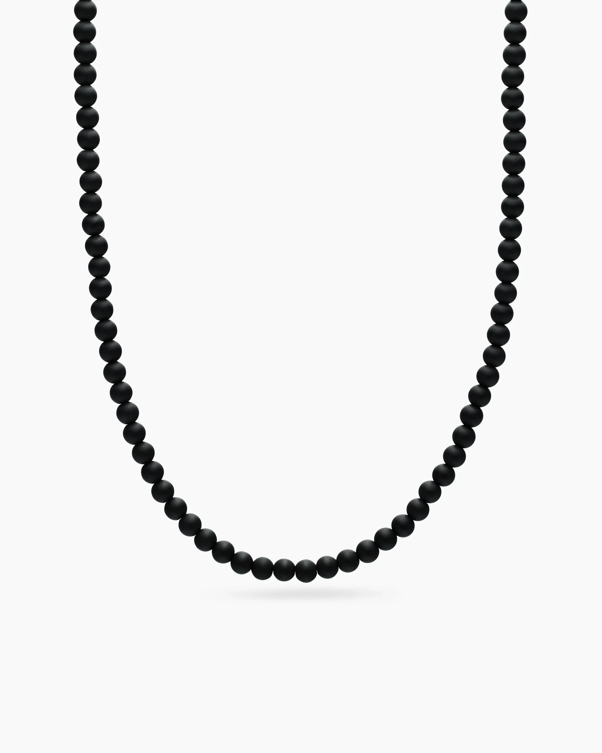 Spiritual Beads Necklace Black Onyx with Sterling Silver, 5mm