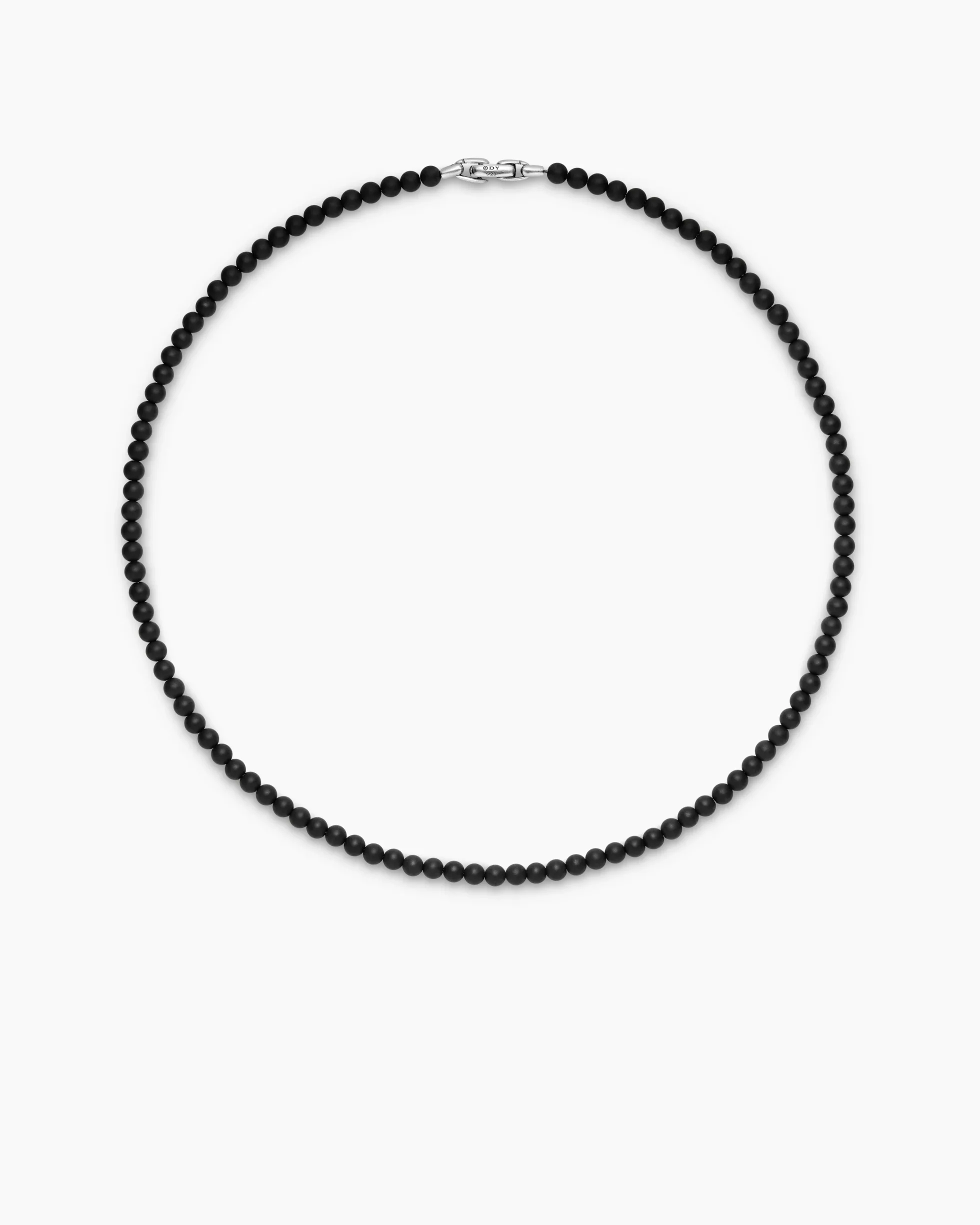 Spiritual Beads Necklace Black Onyx with Sterling Silver, 5mm