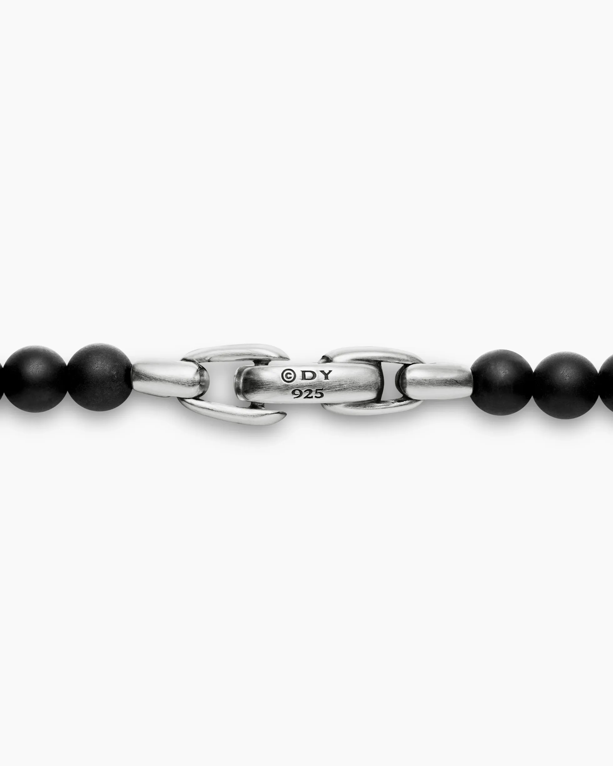 Spiritual Beads Necklace Black Onyx with Sterling Silver, 5mm
