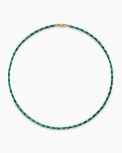 Spiritual Beads Necklace 18K Yellow Gold with Malachite and Turquoise, 4mm