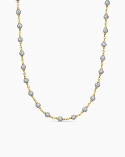 Spiritual Beads Necklace 18K Yellow Gold with Diamonds, 6mm
