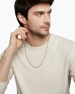Spiritual Beads Necklace 18K Yellow Gold with Diamonds, 6mm
