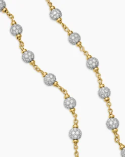 Spiritual Beads Necklace 18K Yellow Gold with Diamonds, 6mm