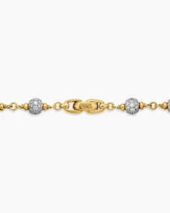 Spiritual Beads Necklace 18K Yellow Gold with Diamonds, 6mm