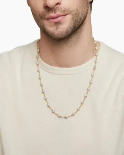 Spiritual Beads Necklace 18K Yellow Gold with Diamonds, 6mm