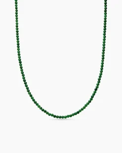 Spiritual Beads Necklace Nephrite Jade and 18K Yellow Gold, 4mm