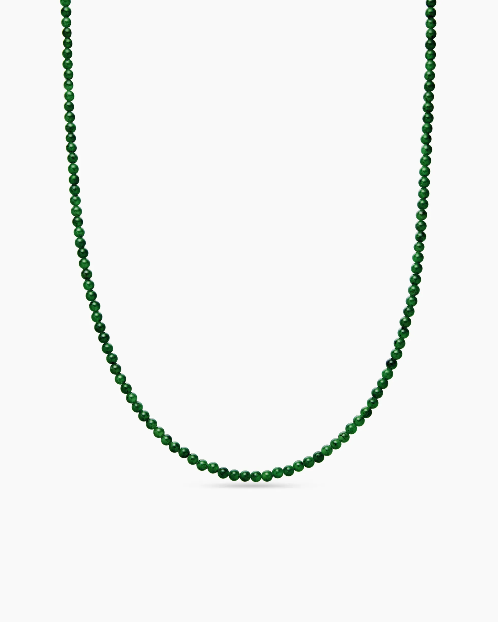Spiritual Beads Necklace Nephrite Jade and 18K Yellow Gold, 4mm