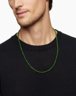 Spiritual Beads Necklace Nephrite Jade and 18K Yellow Gold, 4mm
