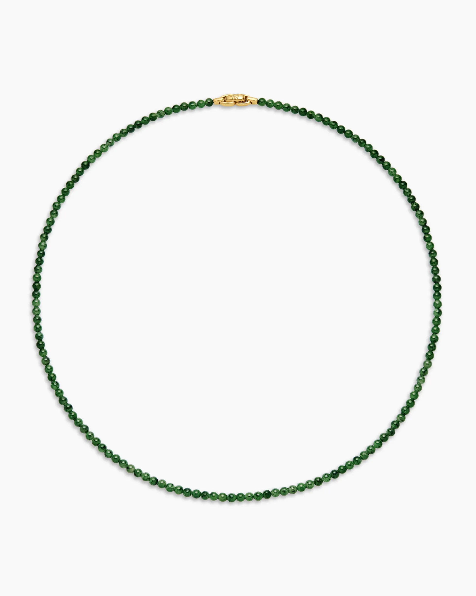 Spiritual Beads Necklace Nephrite Jade and 18K Yellow Gold, 4mm