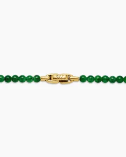 Spiritual Beads Necklace Nephrite Jade and 18K Yellow Gold, 4mm