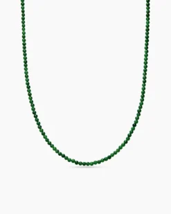 Spiritual Beads Necklace Nephrite Jade and 18K Yellow Gold, 4mm