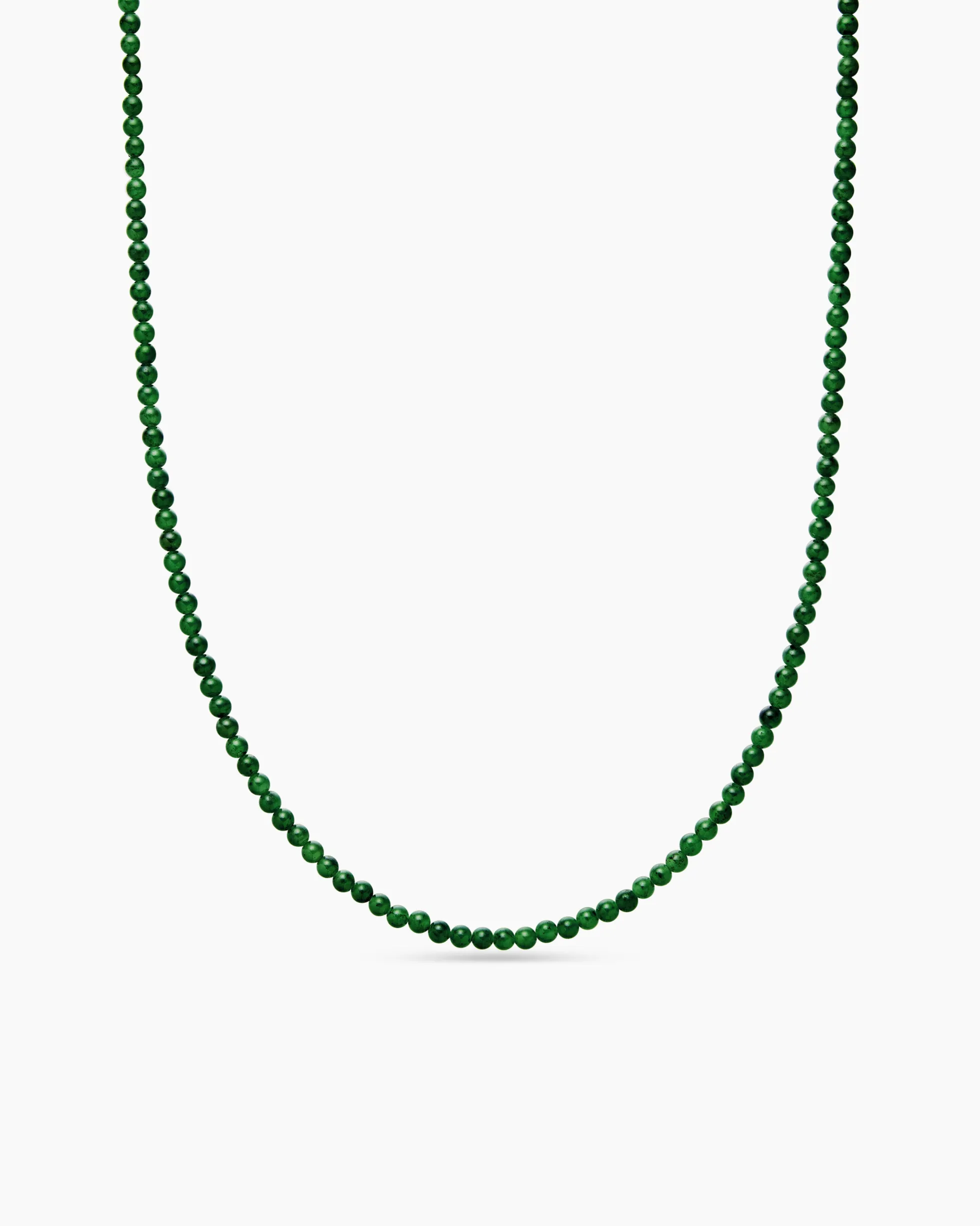 Spiritual Beads Necklace Nephrite Jade and 18K Yellow Gold, 4mm