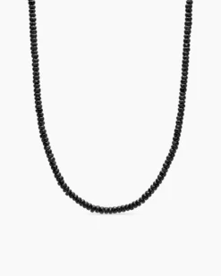 Spiritual Beads Necklace Sterling Silver with Black Spinel, 5mm