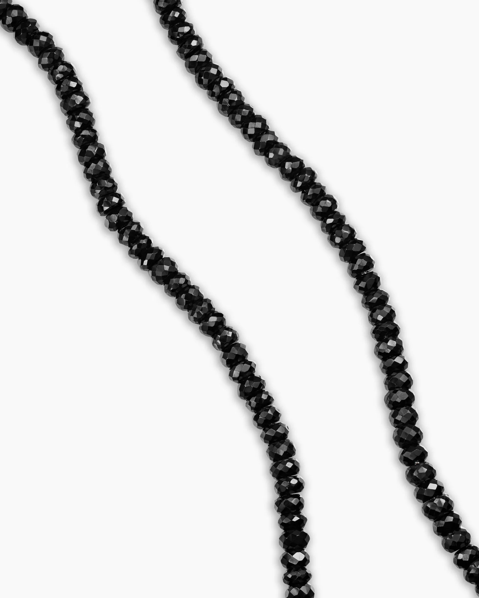 Spiritual Beads Necklace Sterling Silver with Black Spinel, 5mm