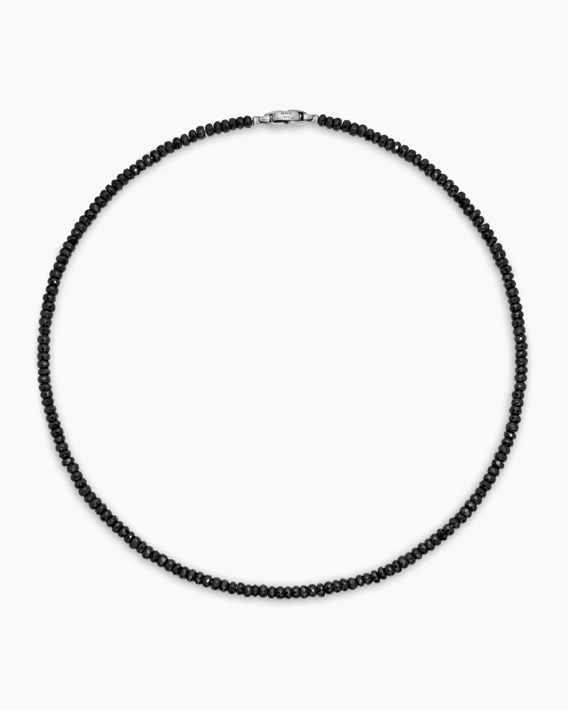 Spiritual Beads Necklace Sterling Silver with Black Spinel, 5mm