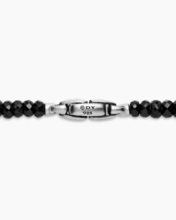 Spiritual Beads Necklace Sterling Silver with Black Spinel, 5mm