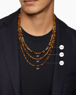 Spiritual Beads Necklace Sterling Silver with Black Spinel, 5mm