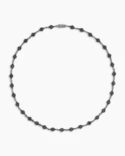 Spiritual Beads Necklace Sterling Silver with Black Diamonds, 6mm