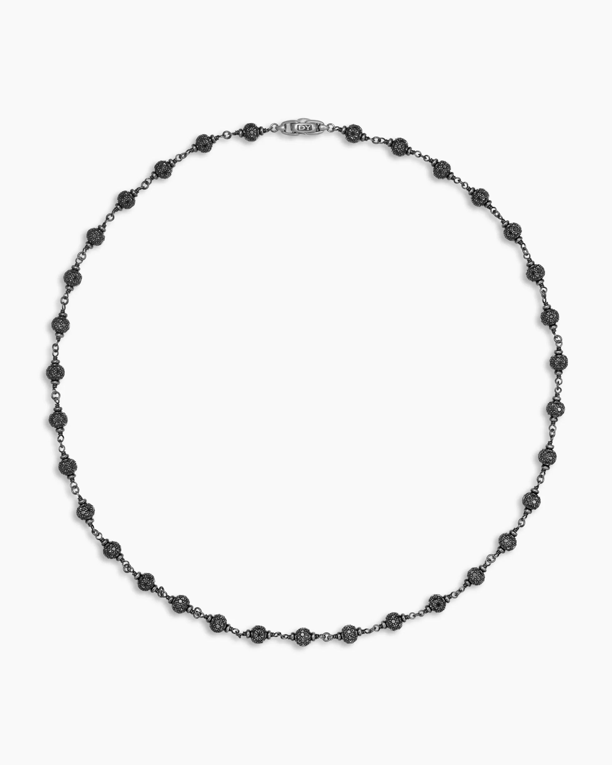 Spiritual Beads Necklace Sterling Silver with Black Diamonds, 6mm