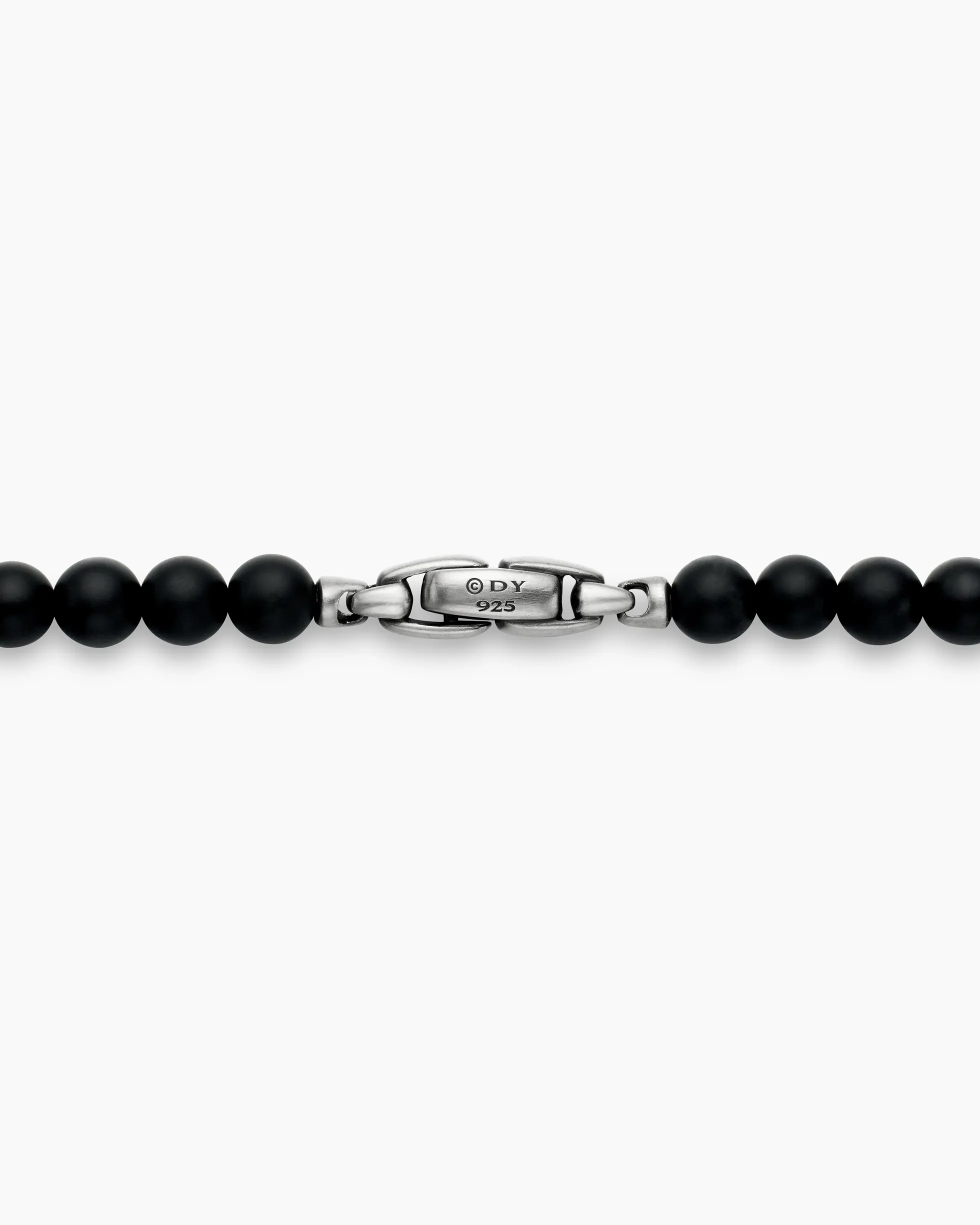Spiritual Beads Necklace Sterling Silver with Black Onyx and Pavé Diamonds, 6mm