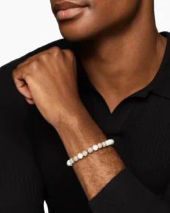 Spiritual Beads Pearl and Pavé Bracelet 18K Yellow Gold with Pearls and Pavé Diamonds, 8mm
