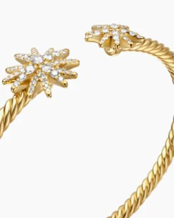 Starburst Cable Bracelet 18K Yellow Gold with Diamonds, 3.5mm
