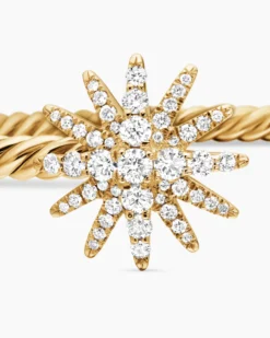 Starburst Cable Bracelet 18K Yellow Gold with Diamonds, 3.5mm
