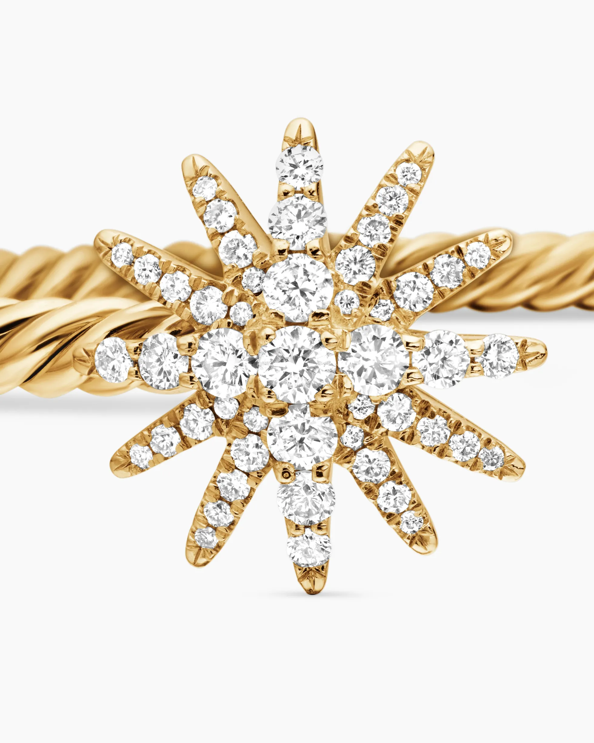Starburst Cable Bracelet 18K Yellow Gold with Diamonds, 3.5mm