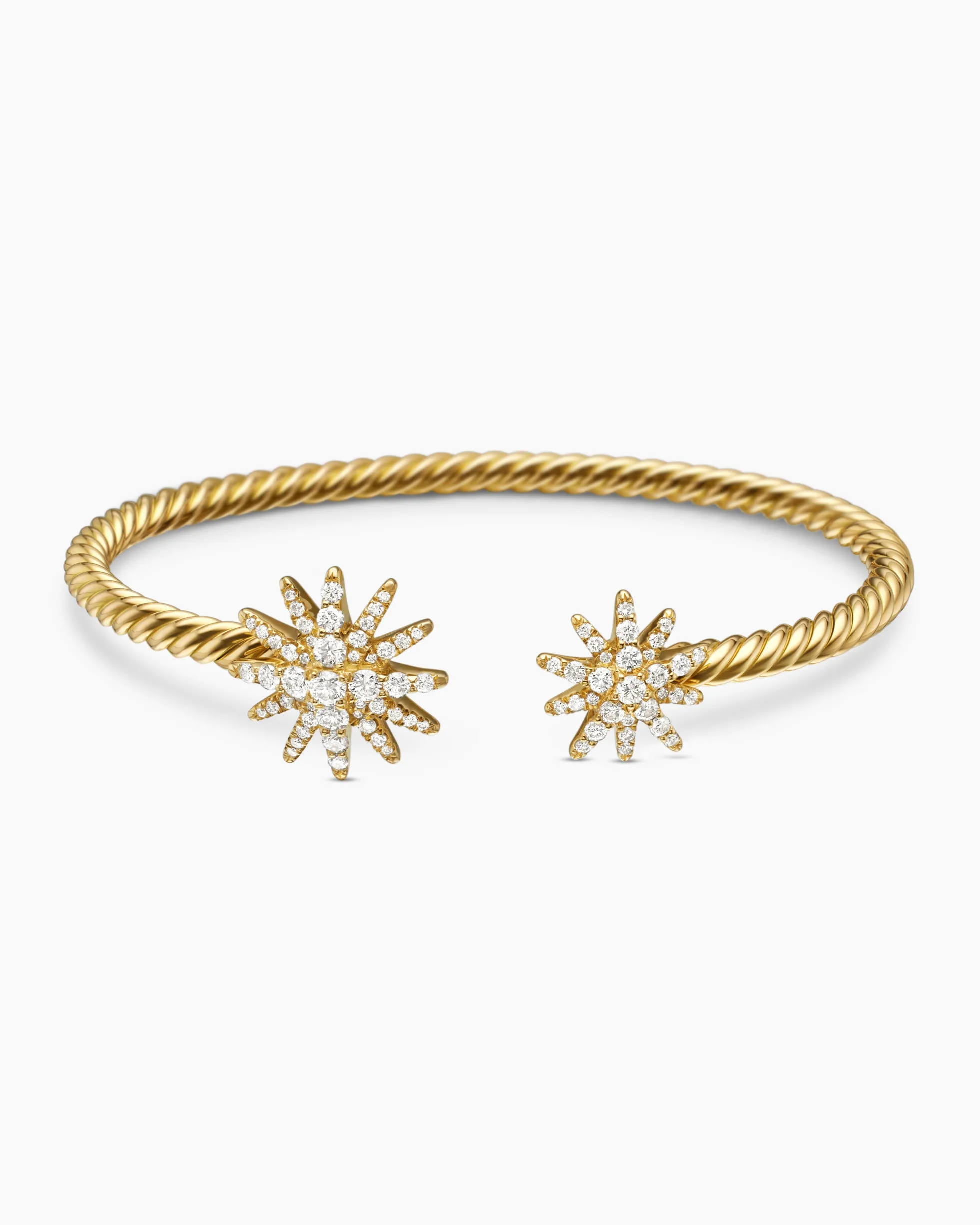 Starburst Cable Bracelet 18K Yellow Gold with Diamonds, 3.5mm