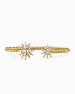 Starburst Cable Bracelet 18K Yellow Gold with Diamonds, 3.5mm