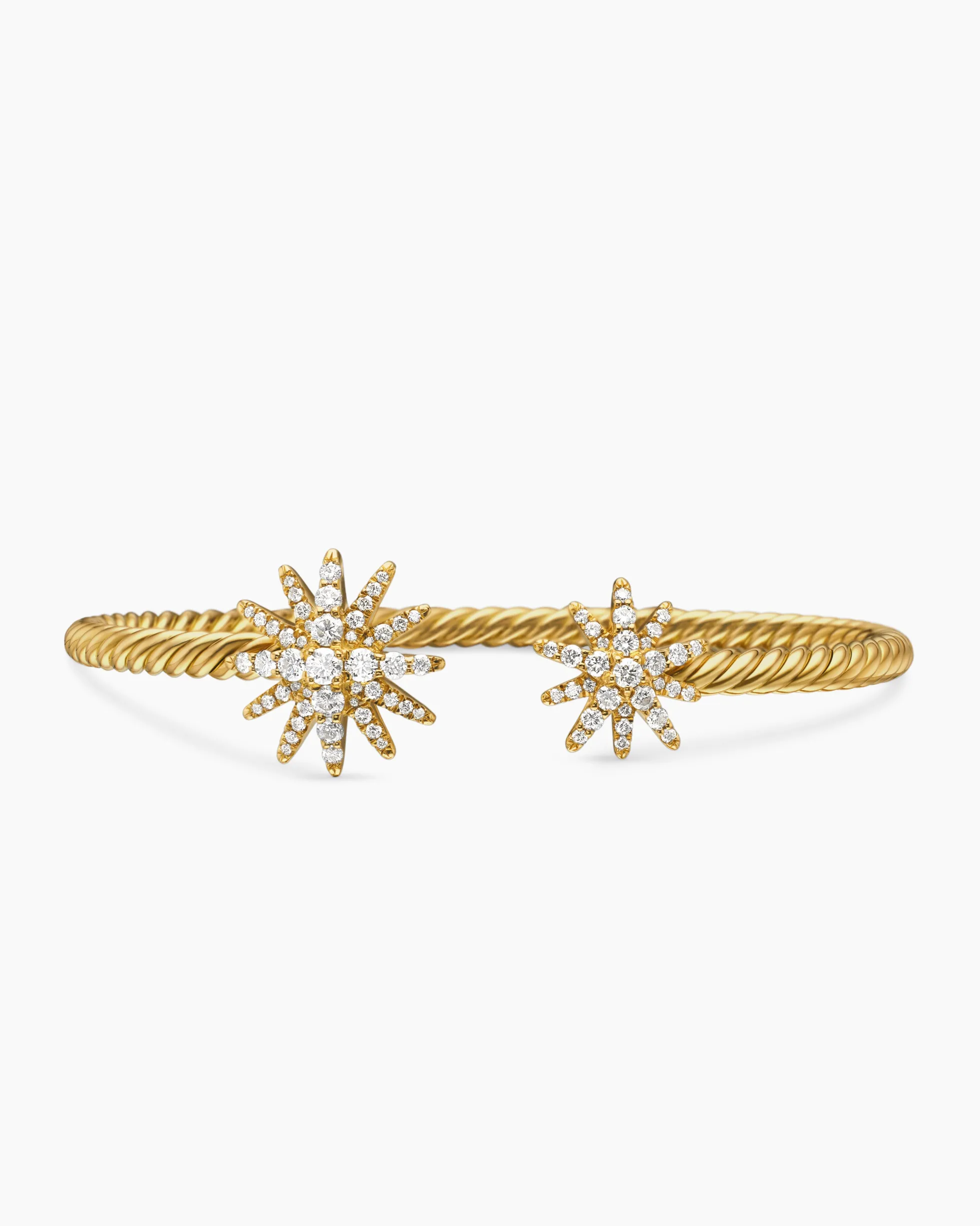 Starburst Cable Bracelet 18K Yellow Gold with Diamonds, 3.5mm
