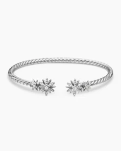 Starburst Cable Bracelet Sterling Silver with Diamonds, 3.5mm