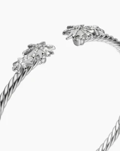 Starburst Cable Bracelet Sterling Silver with Diamonds, 3.5mm