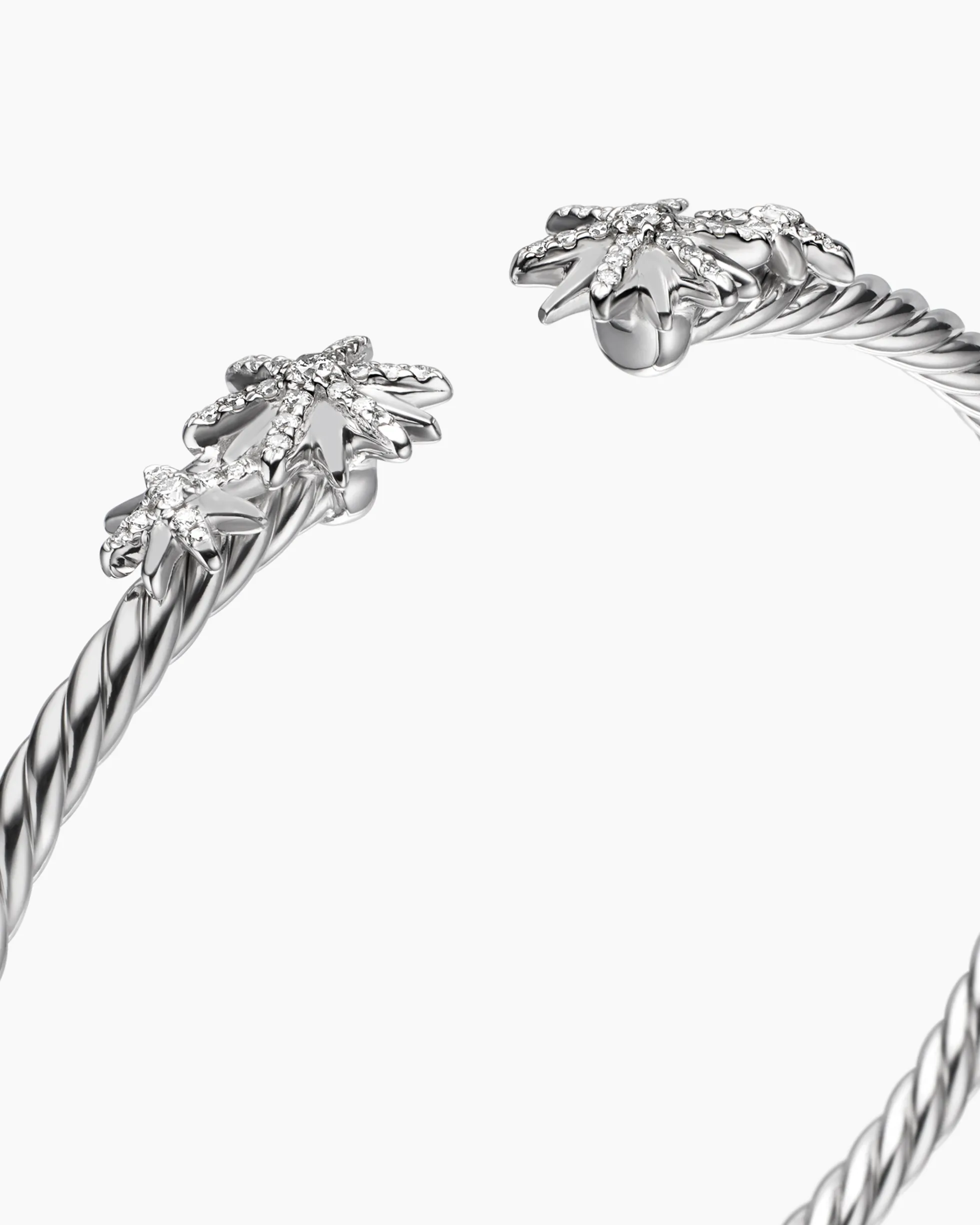 Starburst Cable Bracelet Sterling Silver with Diamonds, 3.5mm